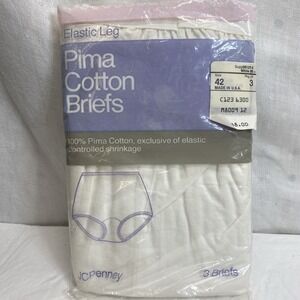 Vintage 80s JC Penny Pima Cotton Briefs Granny Panties 3‎ Pairs NOS Size 42